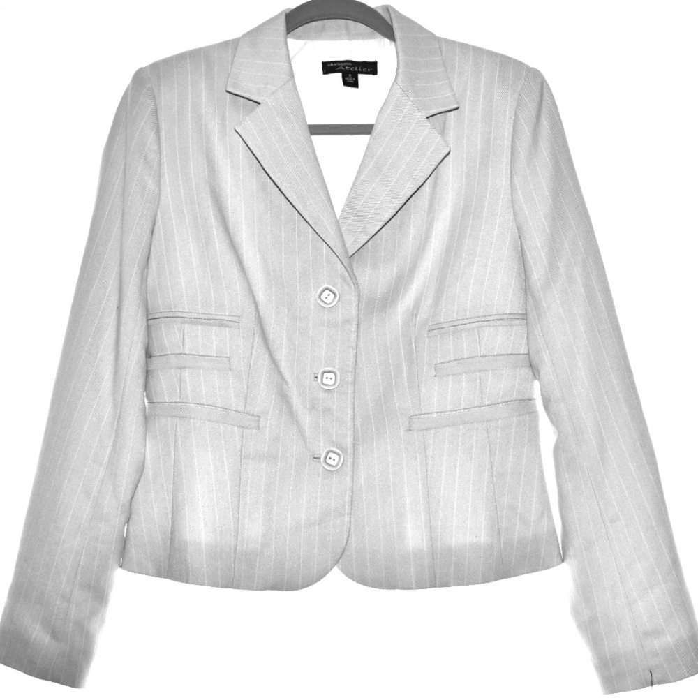 Sharagano Atelier grey pin striped blazer